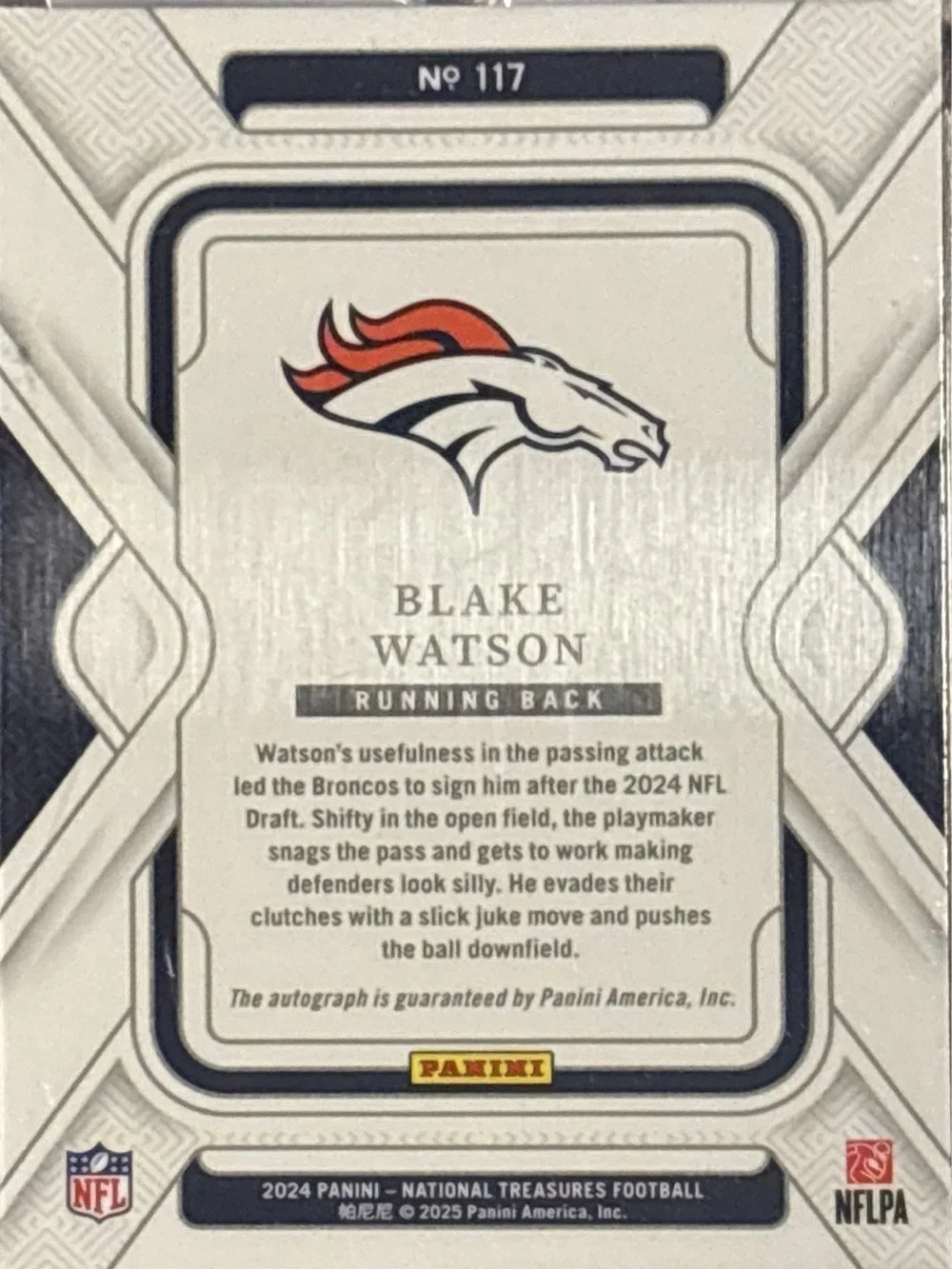Panini National Treasures Blake Watson Autograph Rookie Card - LE 14/35